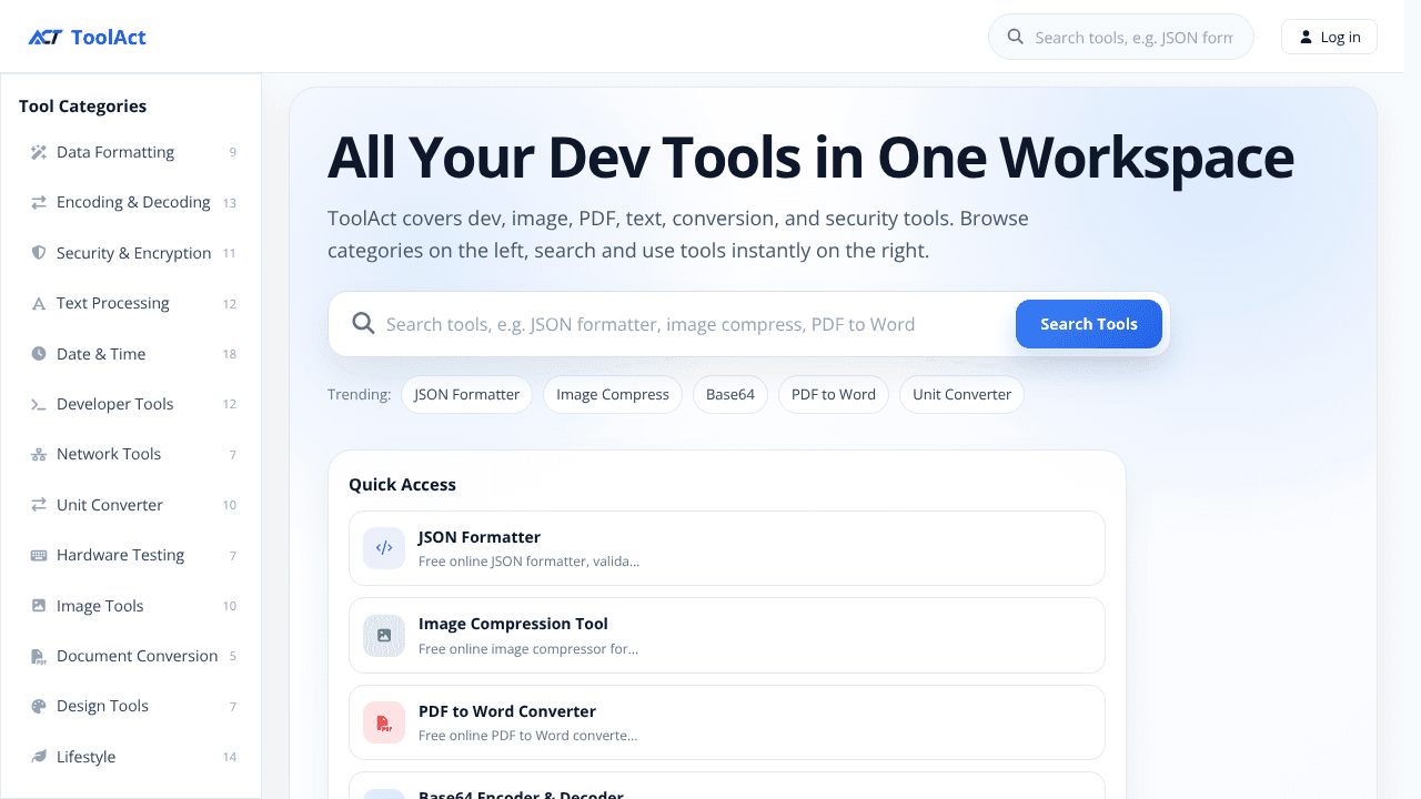 ToolAct website screenshot
