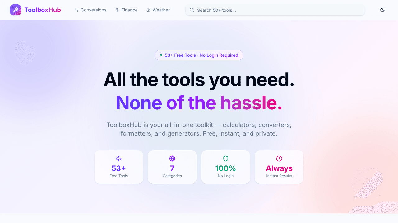 ToolboxHub website screenshot