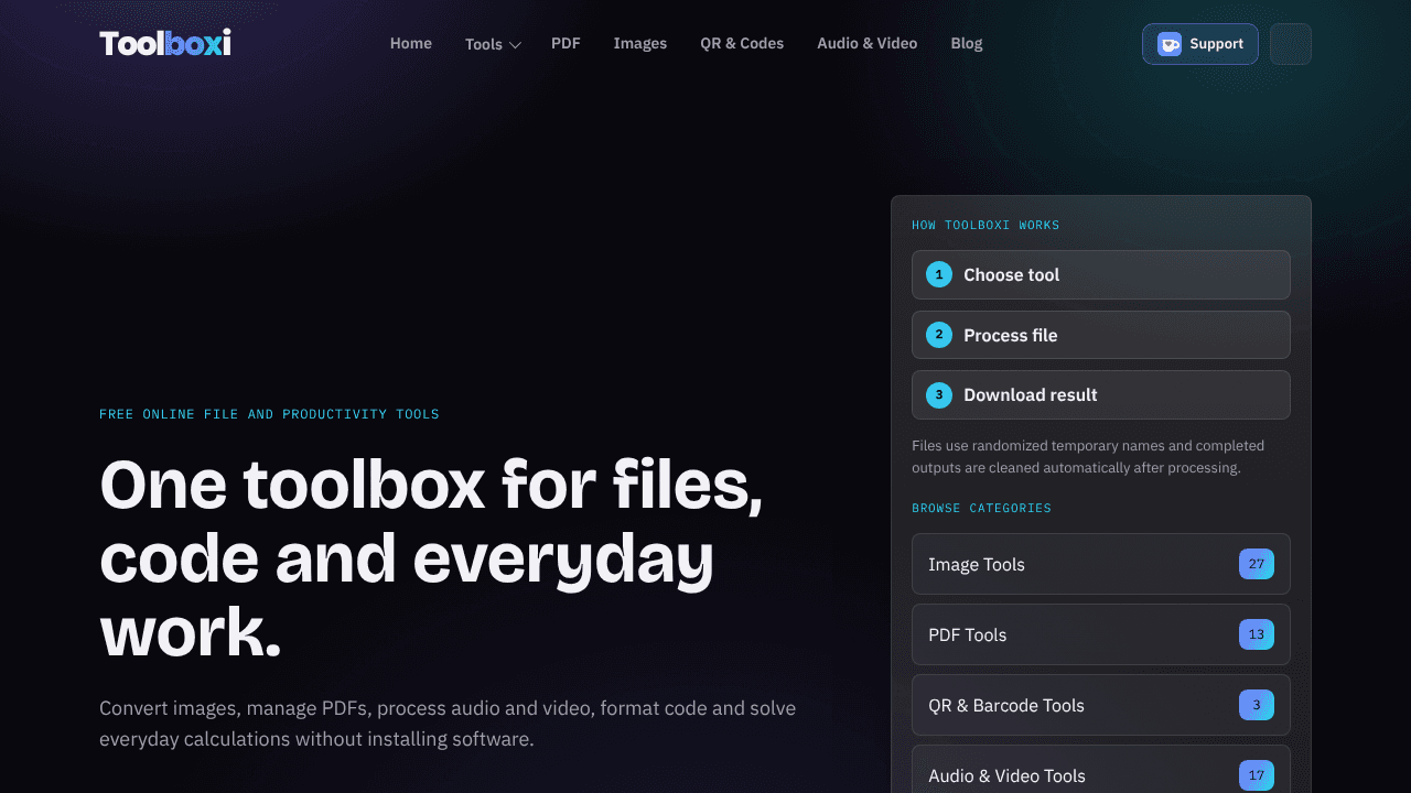 Toolboxi website screenshot