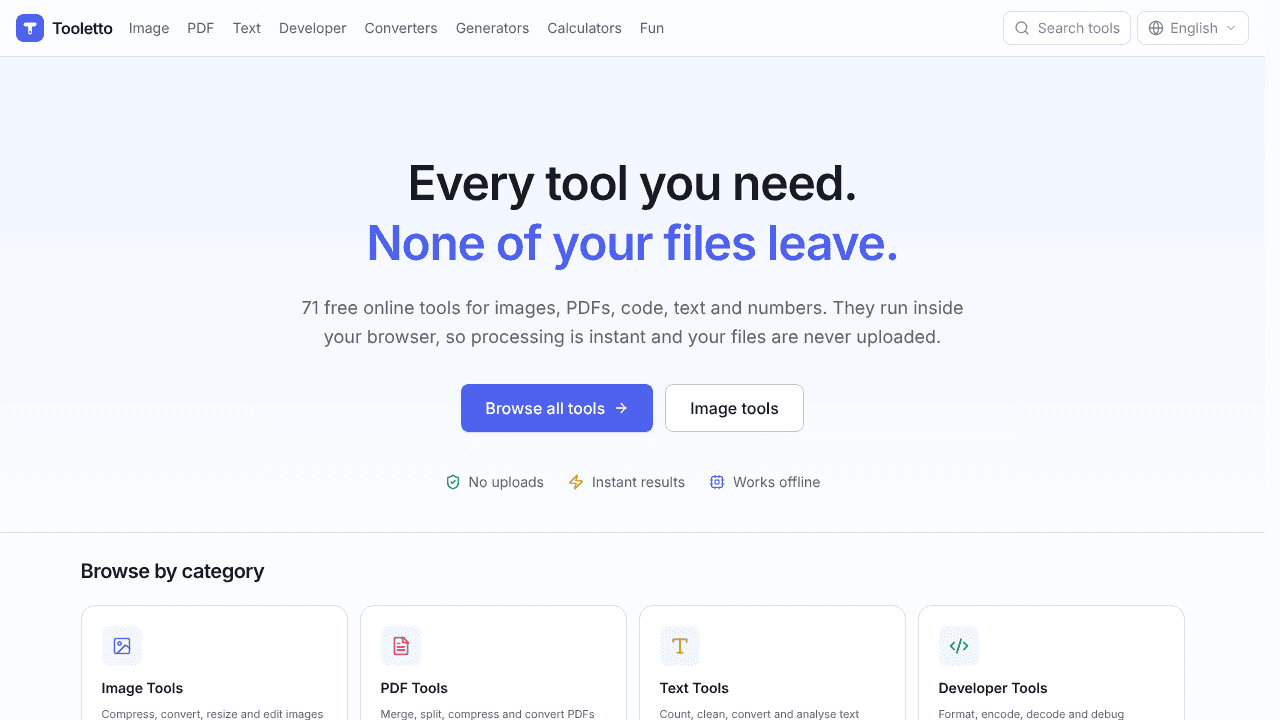 Tooletto website screenshot
