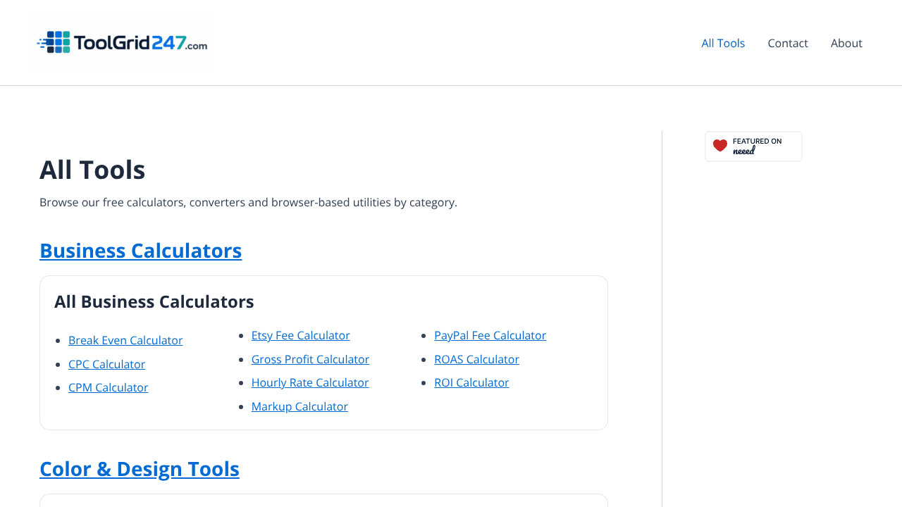 ToolGrid247 website screenshot