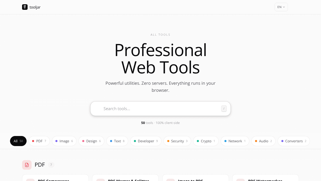 Tooljar website screenshot