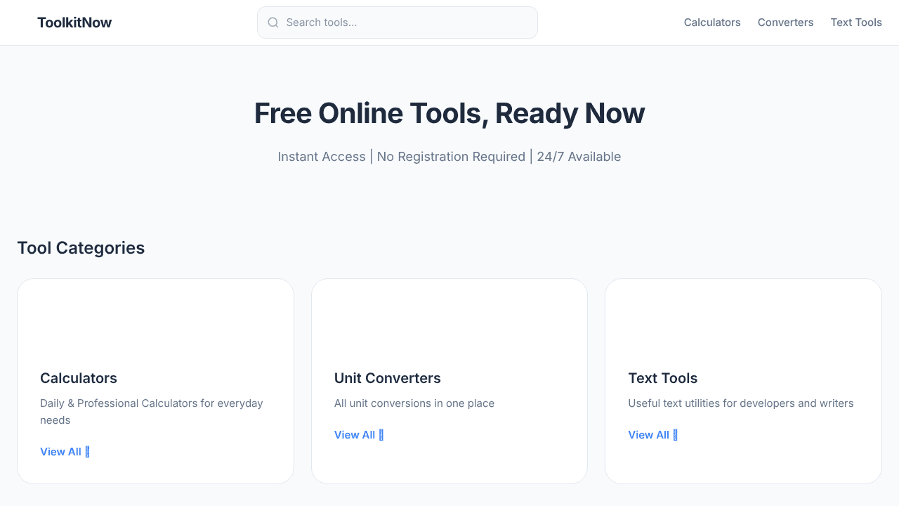 ToolkitNow website screenshot
