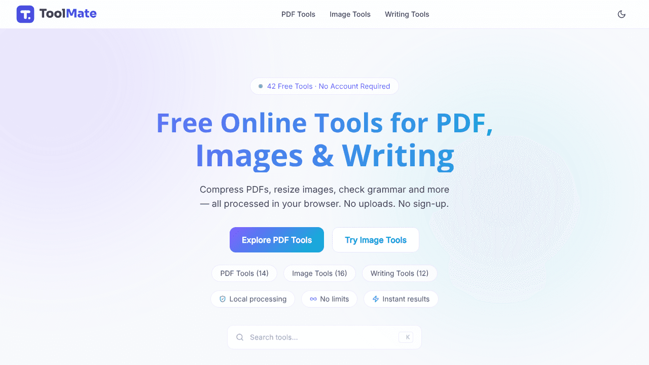 ToolMate website screenshot