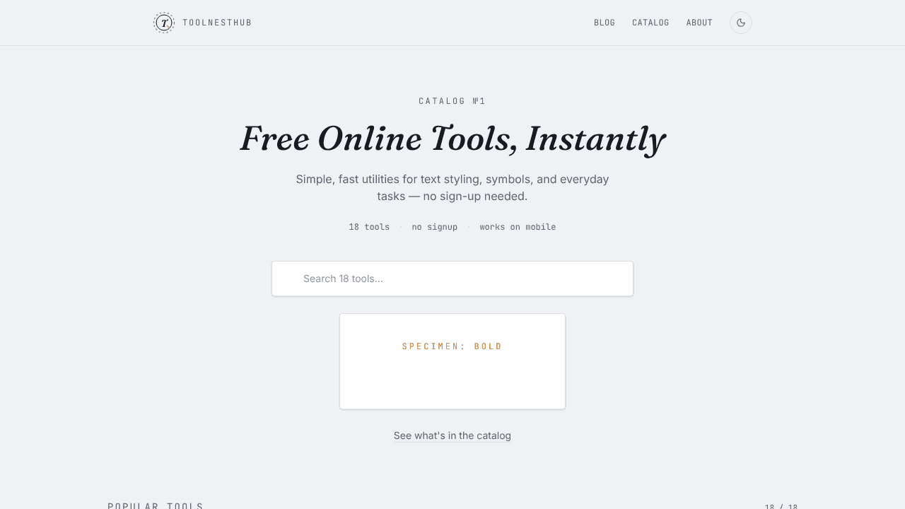 ToolNestHub website screenshot