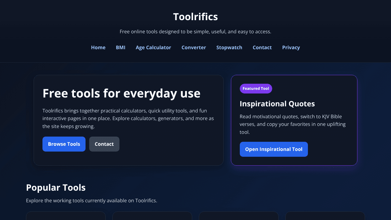 Toolrifics website screenshot