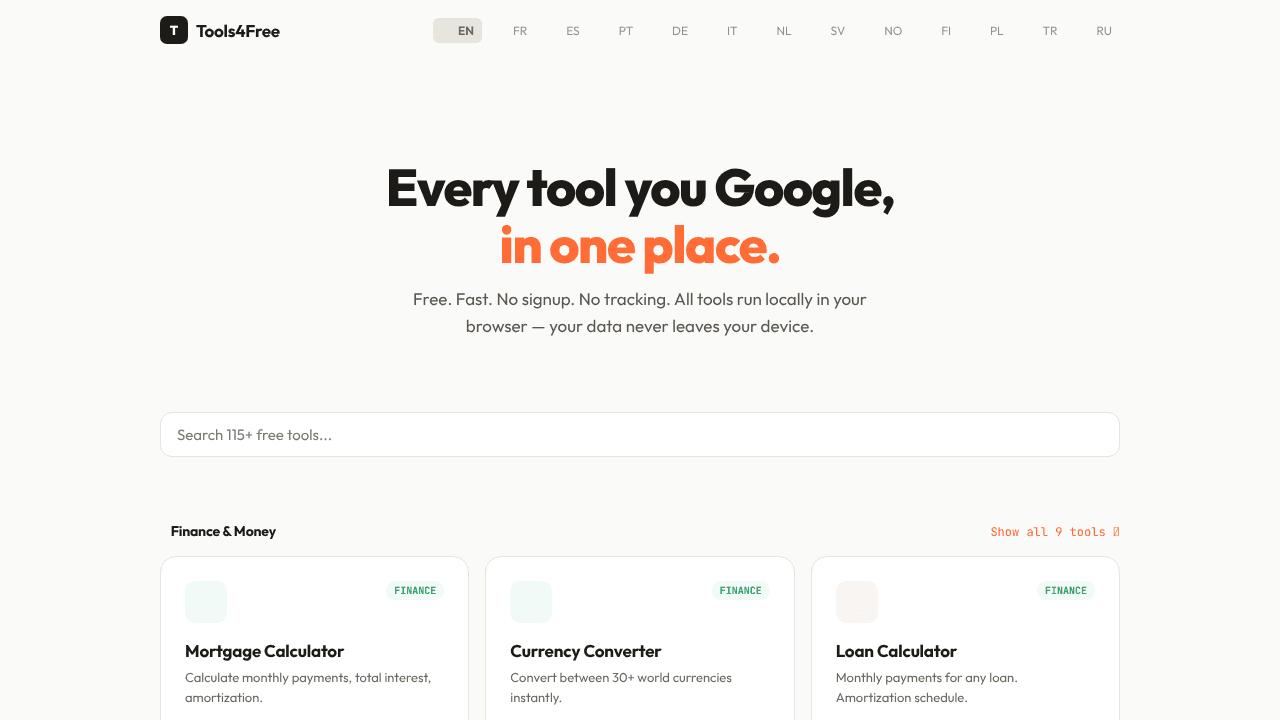 Tools4Free website screenshot