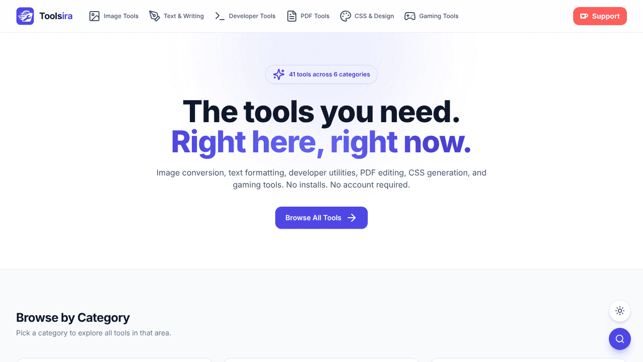 Toolsira website screenshot
