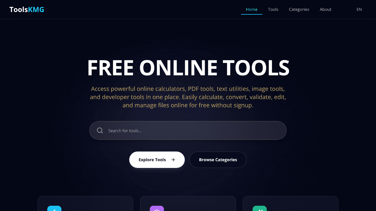 ToolsKMG website screenshot