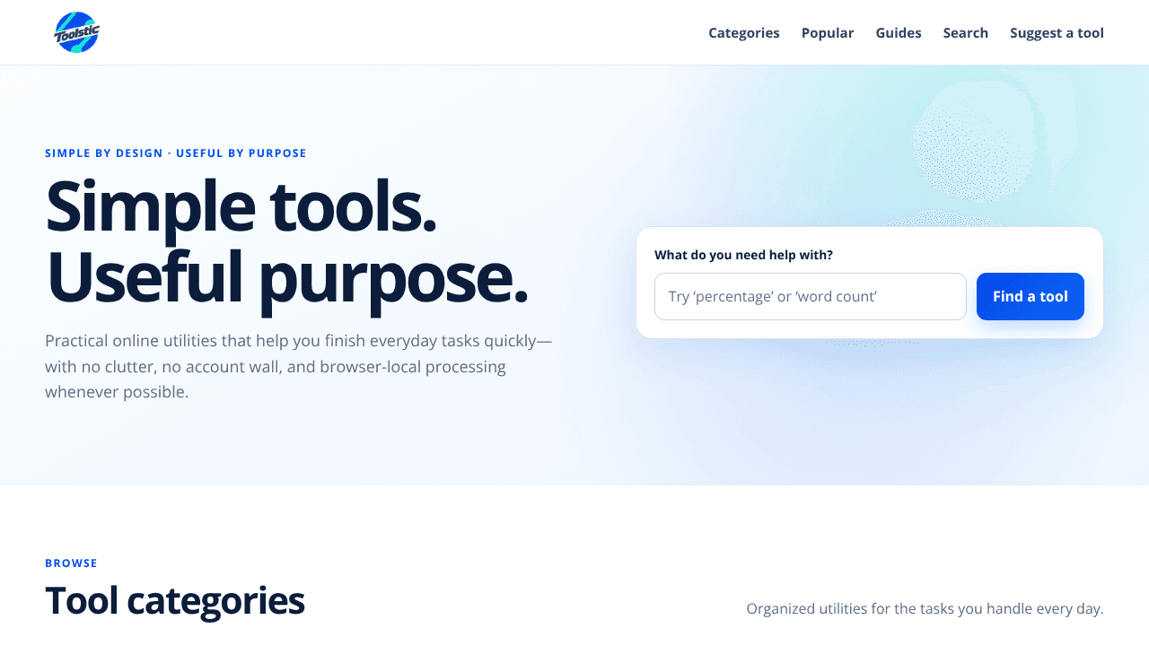 Toolstic website screenshot