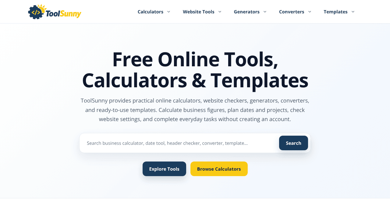 ToolSunny website screenshot
