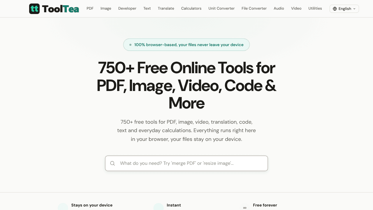 ToolTea website screenshot