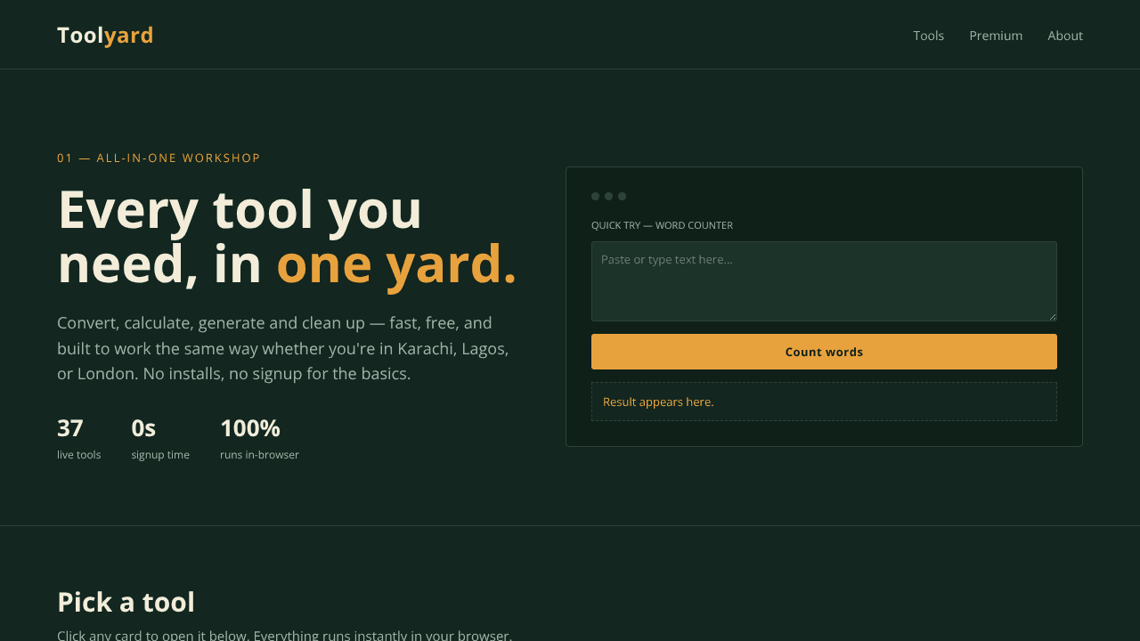 Toolyard  Free Online Tools for Everyone website screenshot