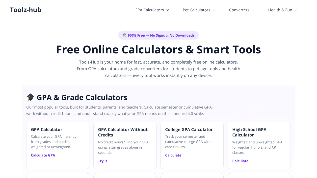 Toolz-hub website screenshot