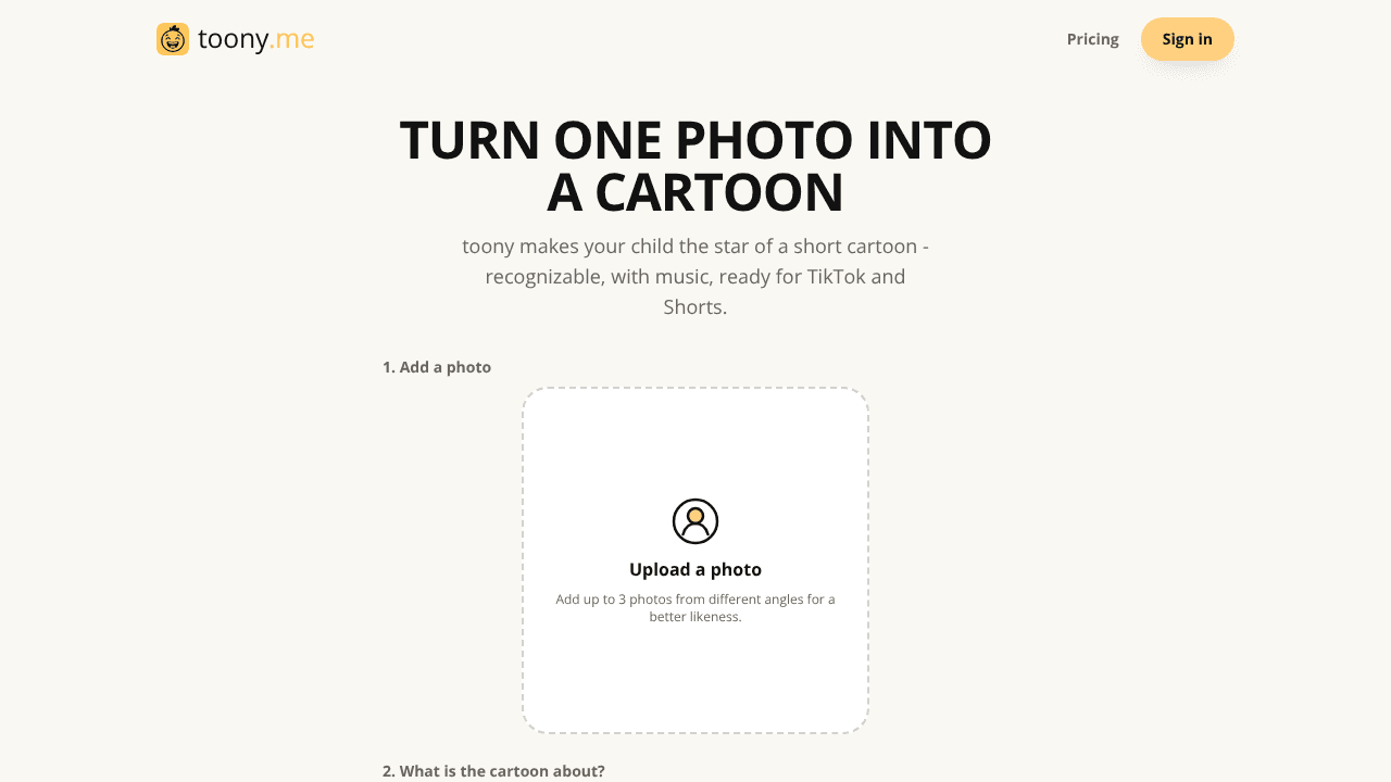 Toony.me website screenshot