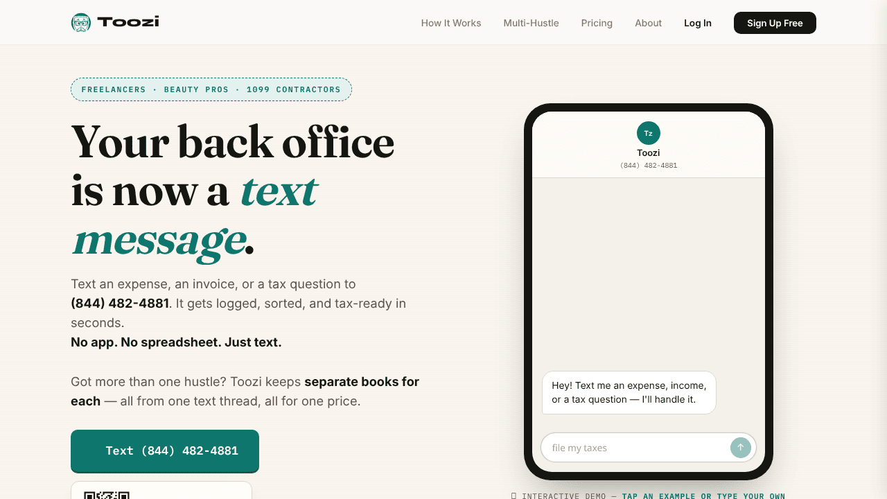 Toozi website screenshot