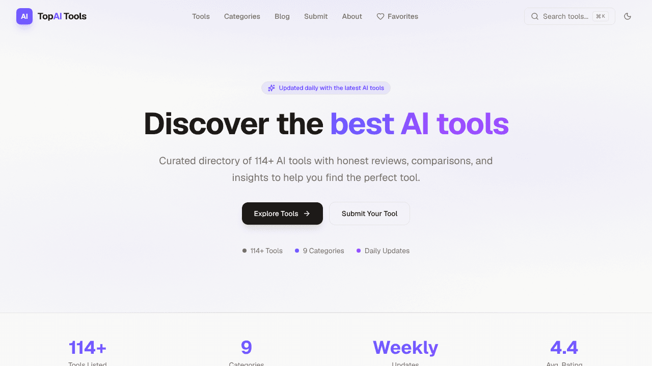 Top AI Tools website screenshot