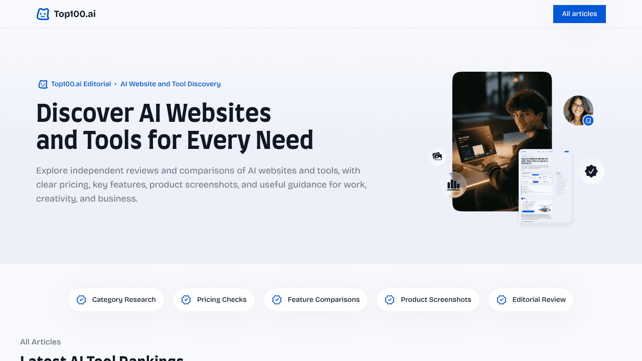 Top100.ai website screenshot