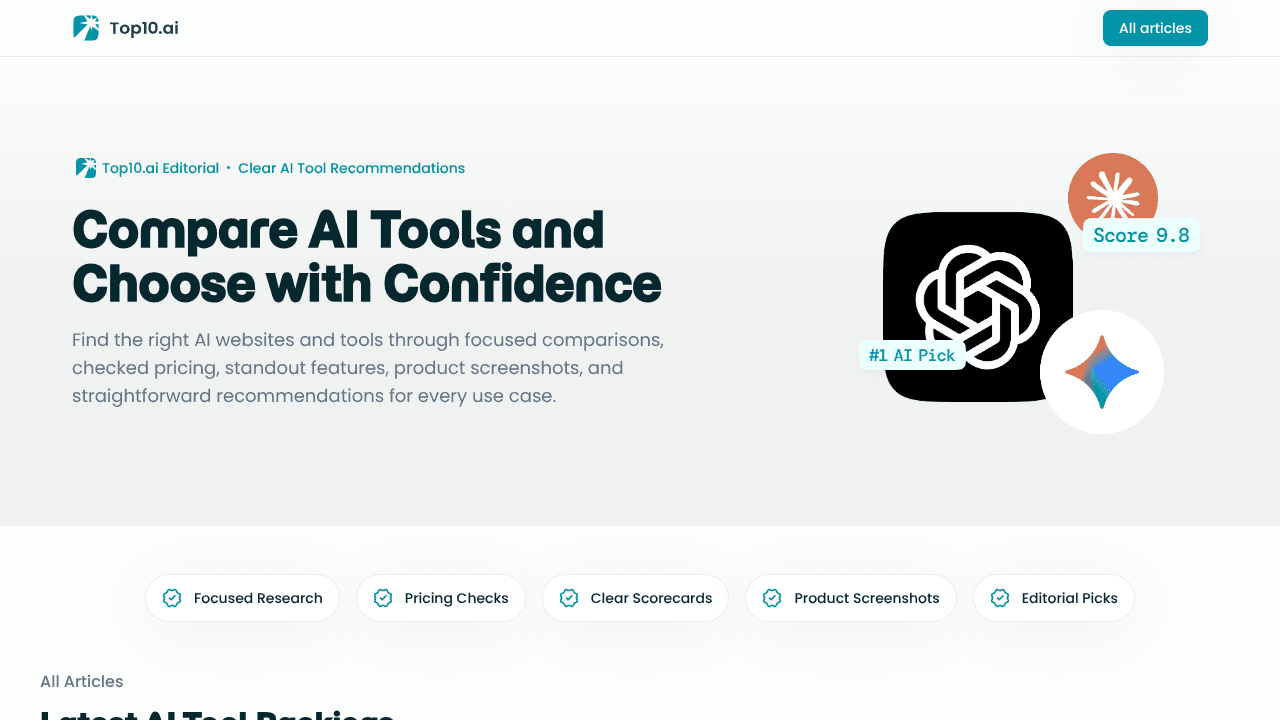 Top10.ai website screenshot