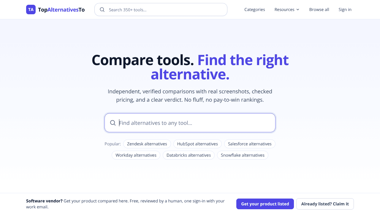 TopAlternativesTo website screenshot