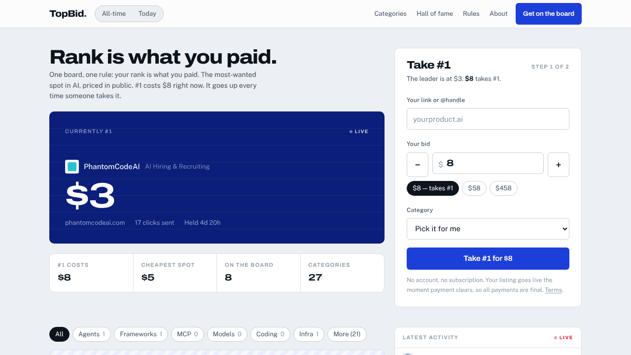 TopBid AI website screenshot