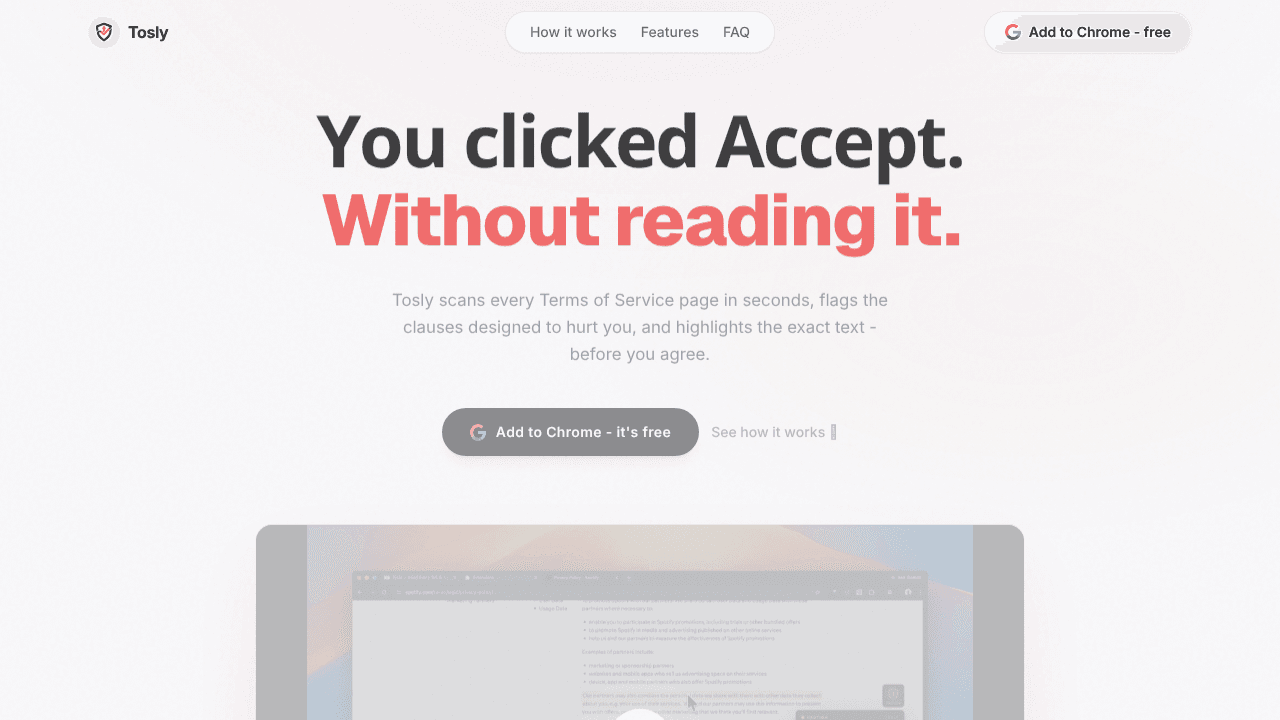 Tosly website screenshot