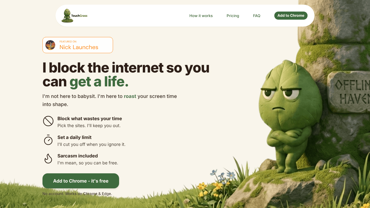 Touch Grass website screenshot