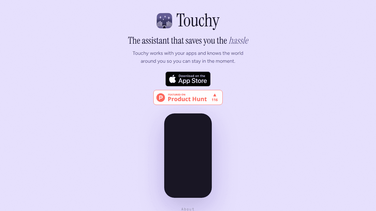 Touchy website screenshot