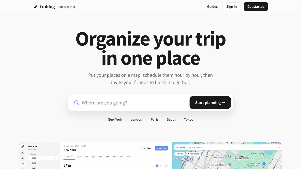 trablog website screenshot