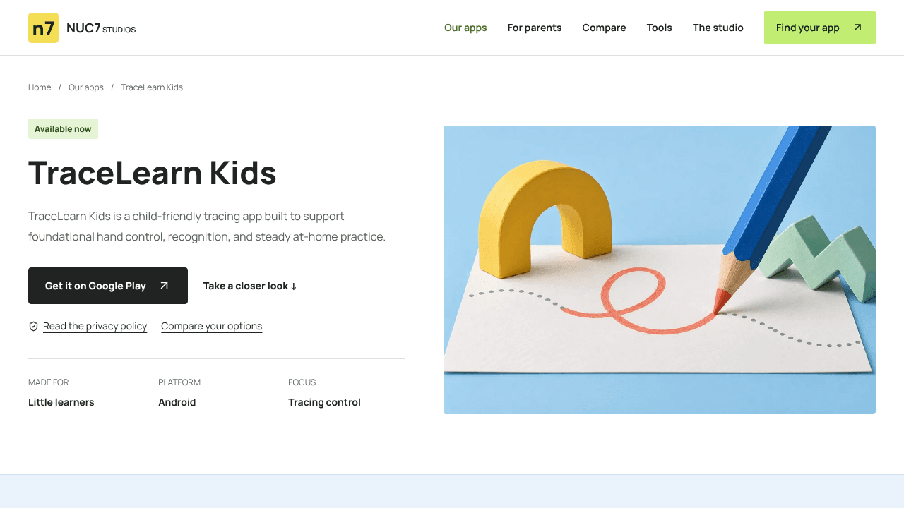 TraceLearn ABC, Numbers & Urdu website screenshot