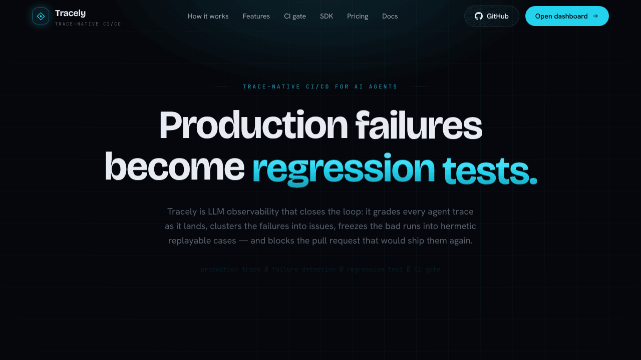 Tracely website screenshot