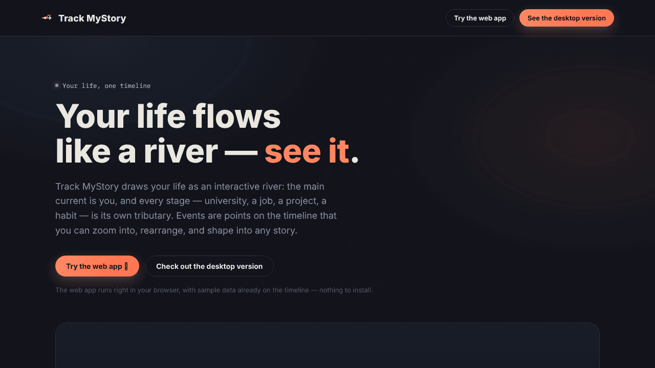 Track MyStory — the map of your life website screenshot