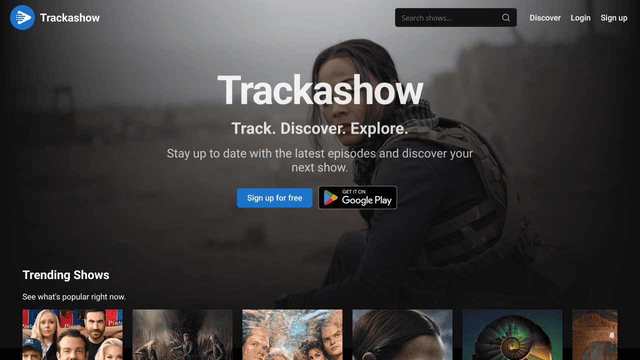 Trackashow website screenshot