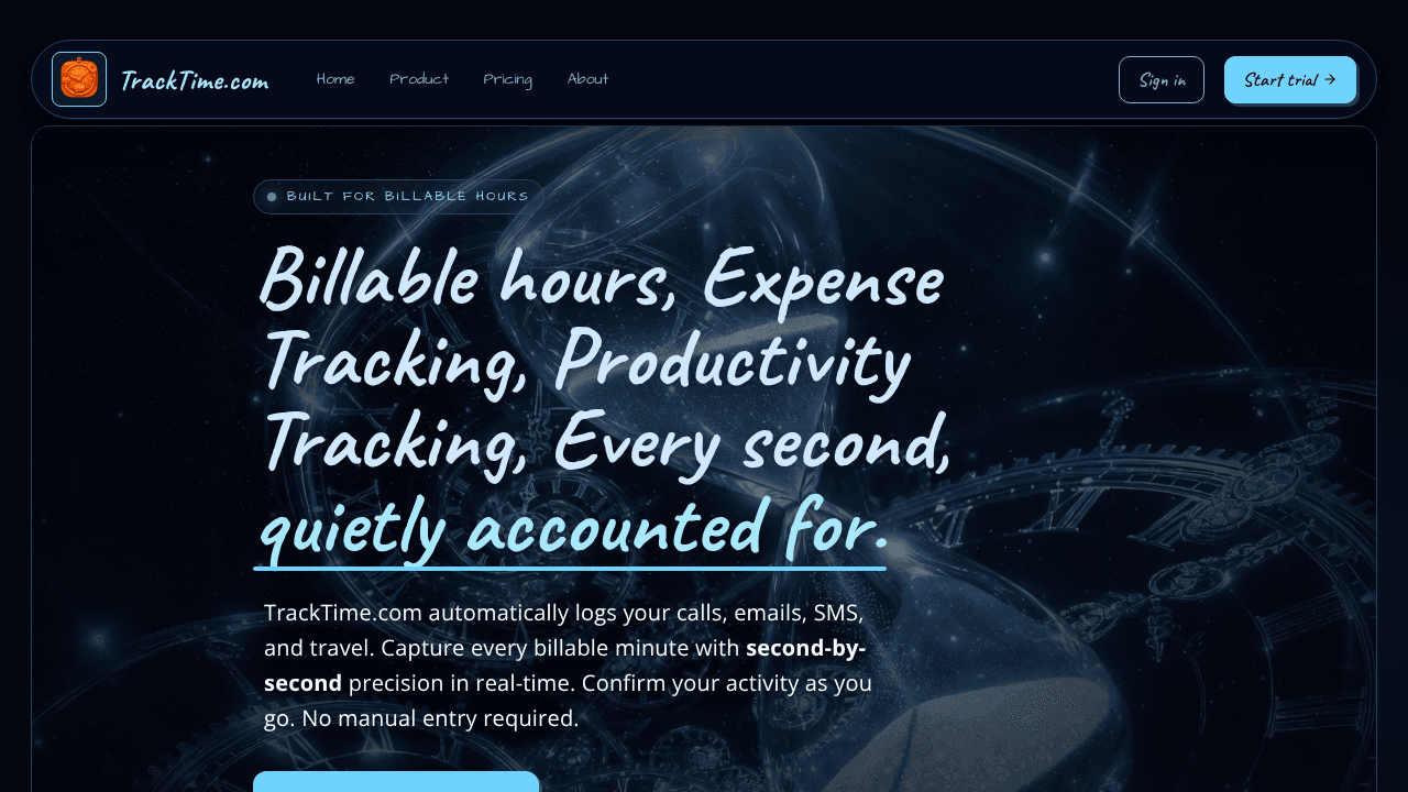 TrackTime website screenshot