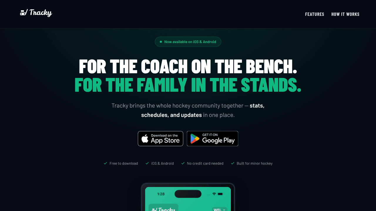 Tracky website screenshot