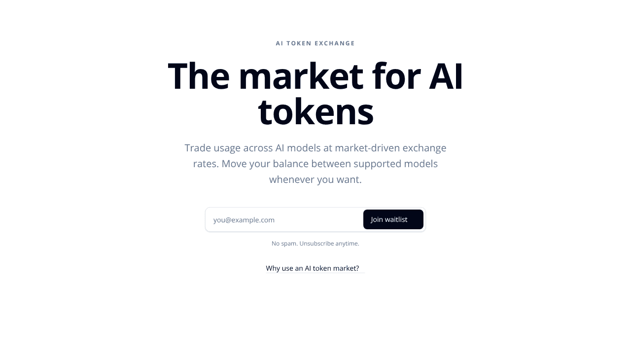 Trade your AI Tokens website screenshot