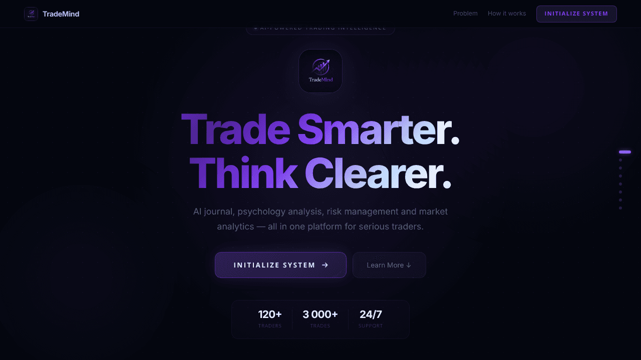 TradeMind website screenshot