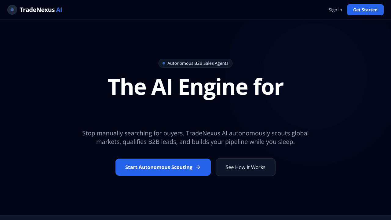 TradeNexusHub website screenshot