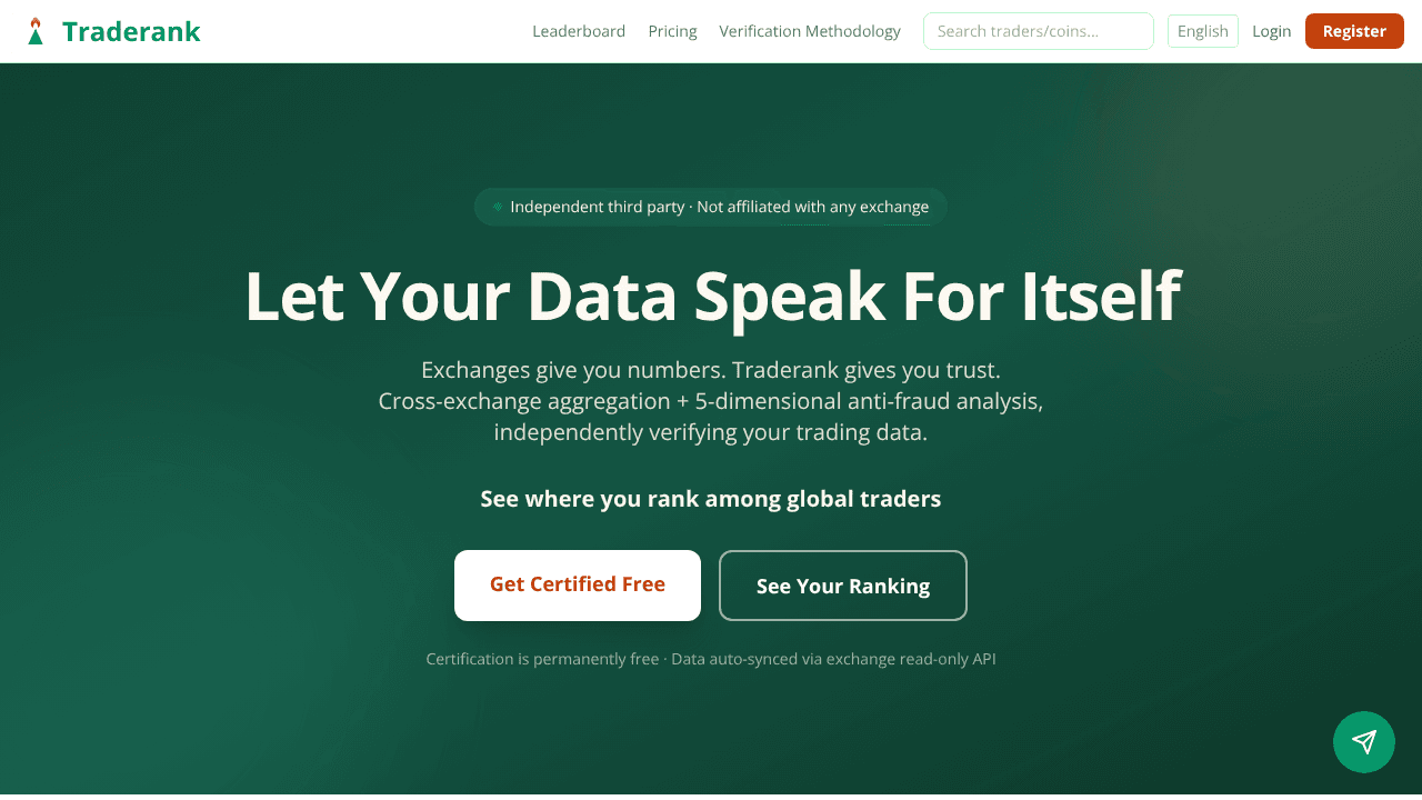 Traderank website screenshot