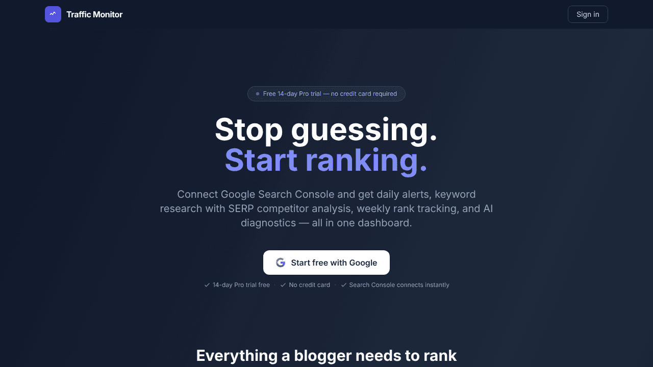 Traffic Monitor website screenshot