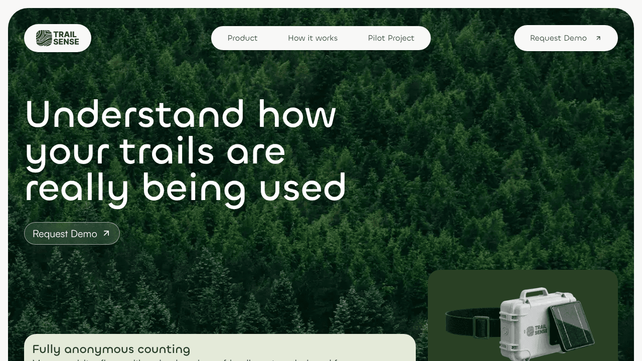 Trailsense website screenshot