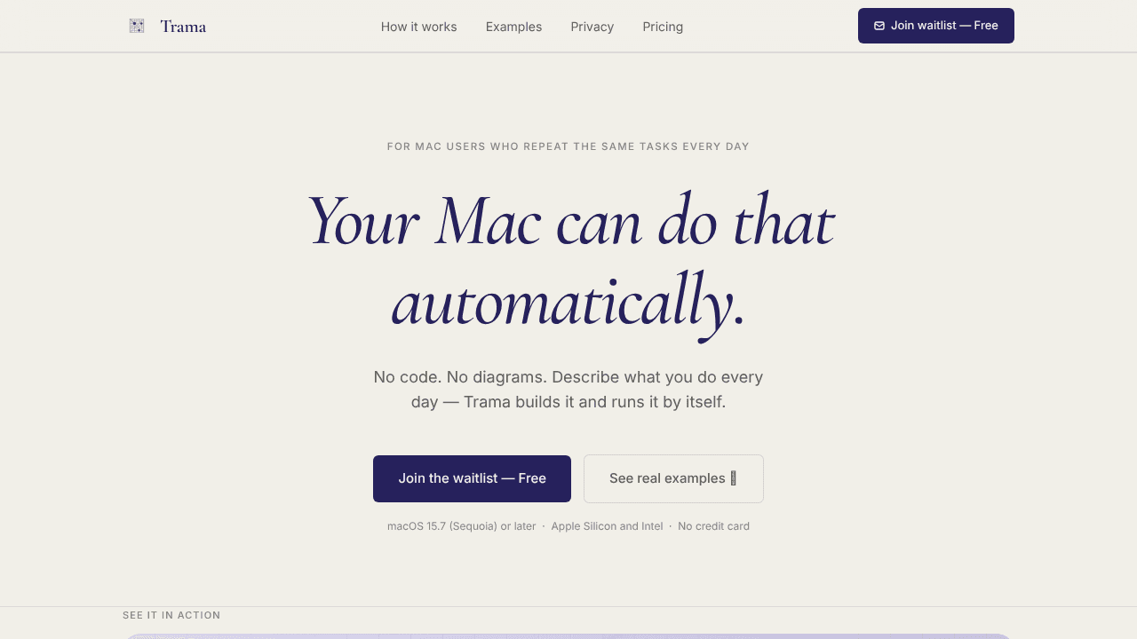 Trama website screenshot