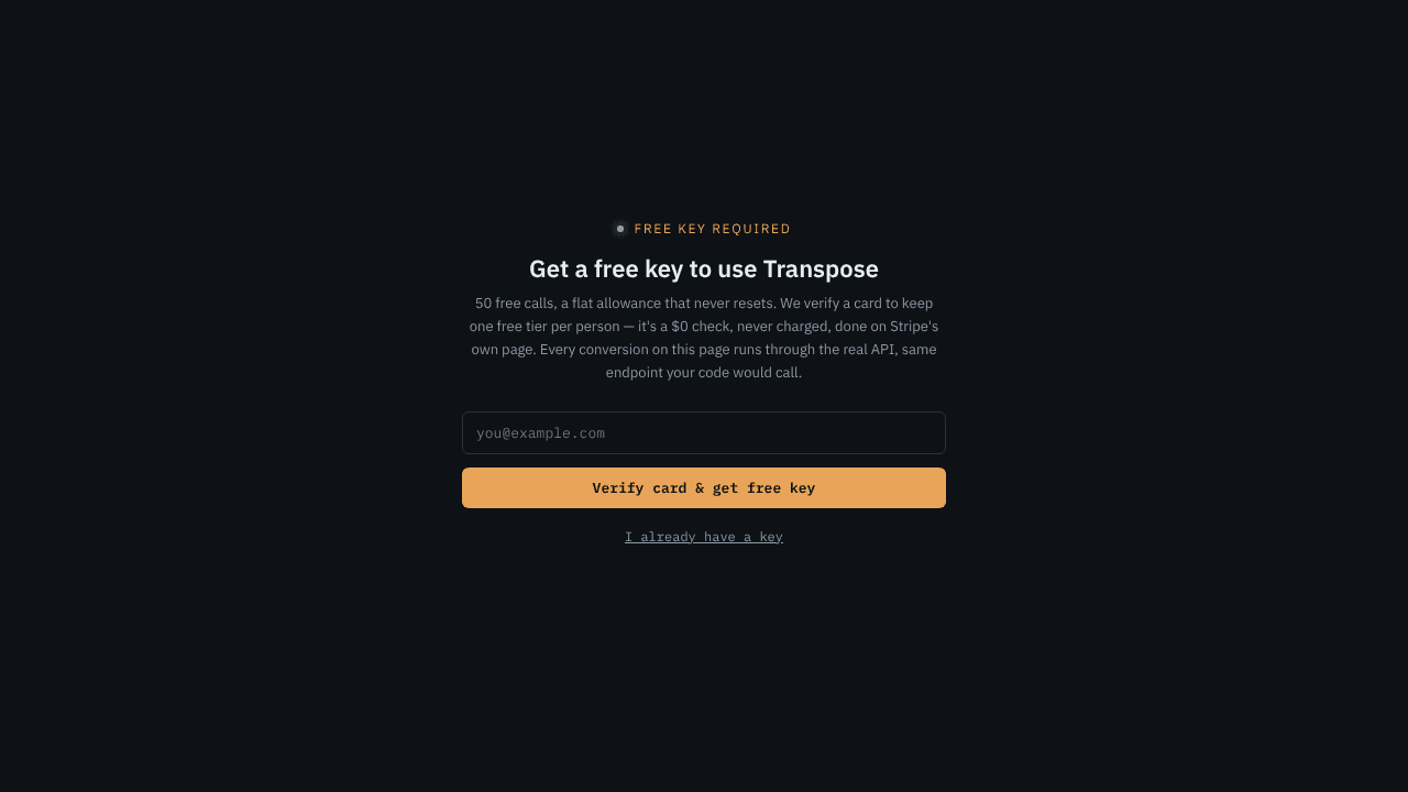 Transpose website screenshot