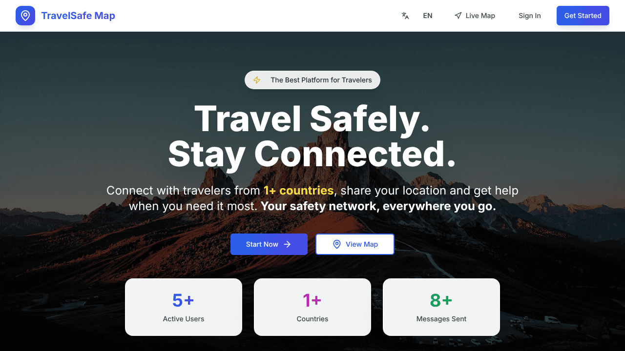 TravelSafe Map website screenshot