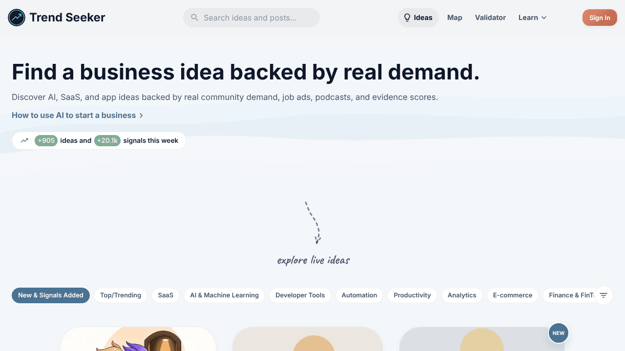 Trend Seeker website screenshot