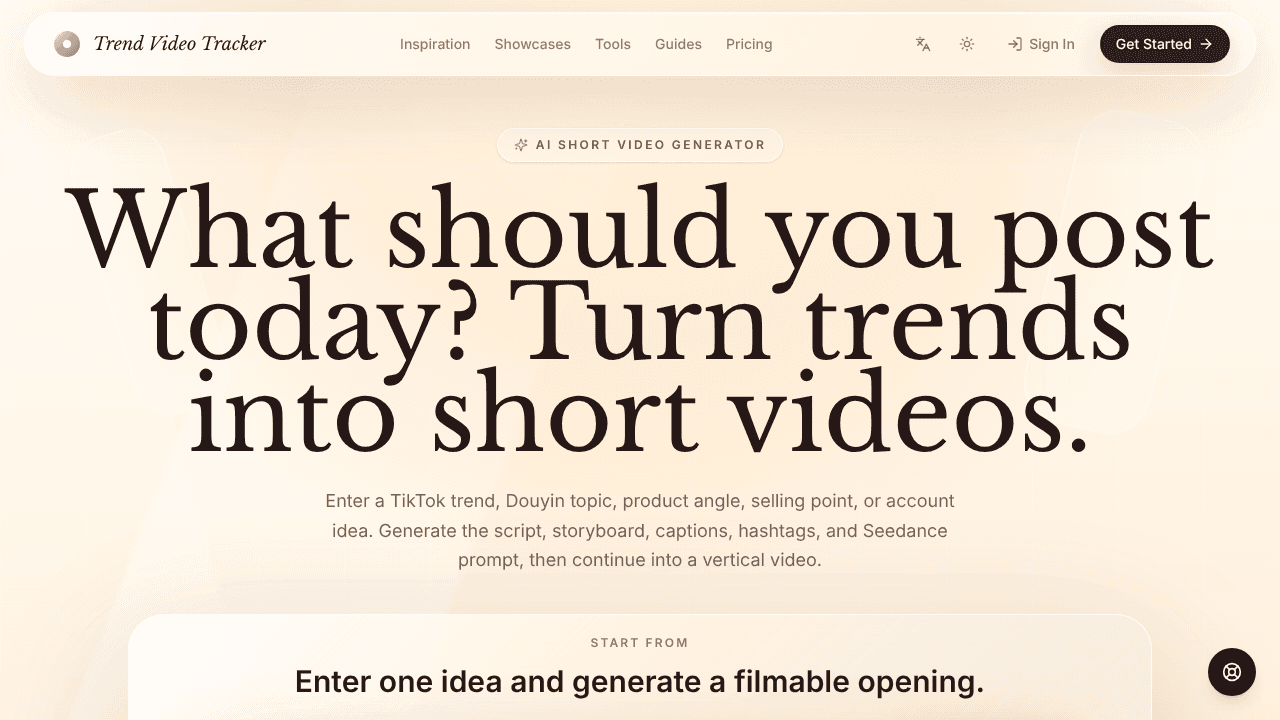 Trend Video Tracker website screenshot