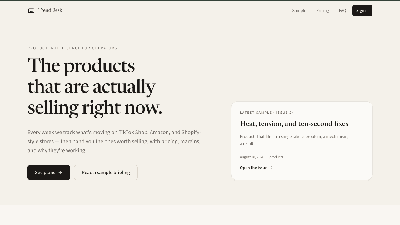 TrendDesk website screenshot