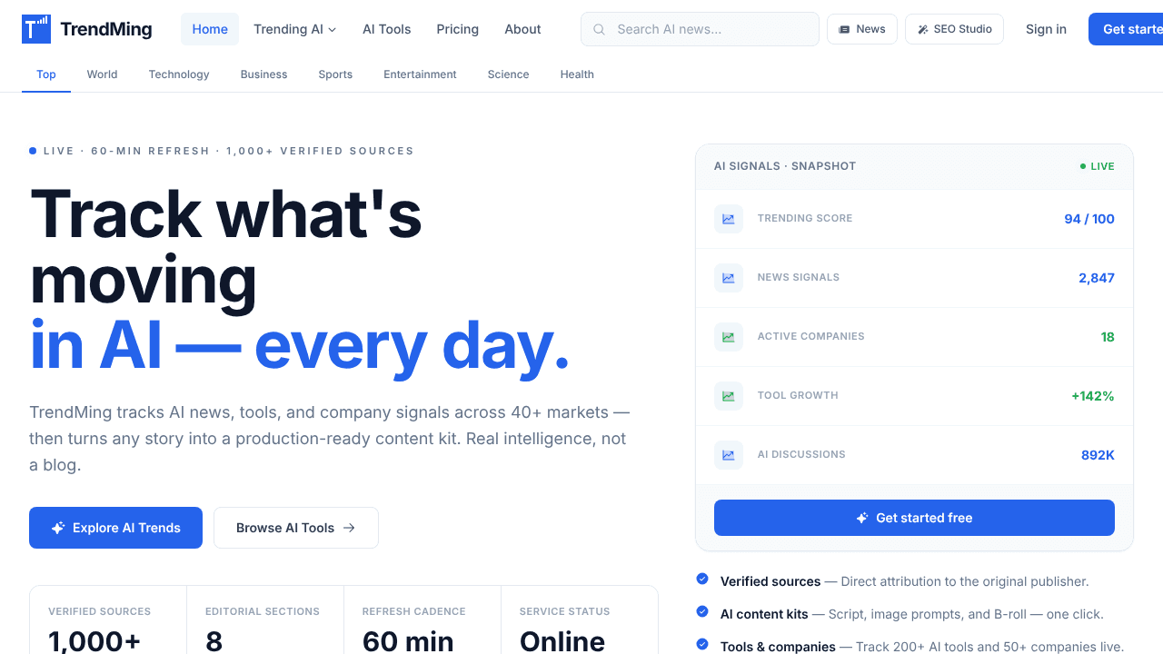 TrendMing website screenshot