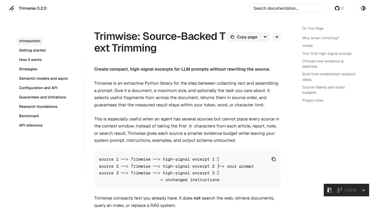 Trimwise website screenshot