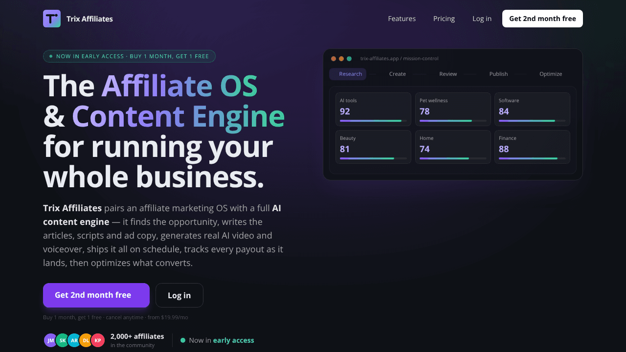 Trix Affiliates website screenshot
